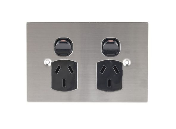 Stainless Steel Double Power point GPO 10A TESGPO2SSBLK