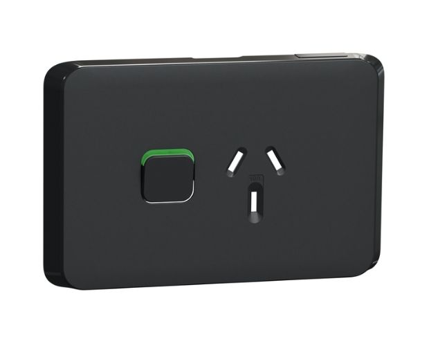 Clipsal Iconic 10A Single Power point Cover Plate Extra Black 3015C-XB