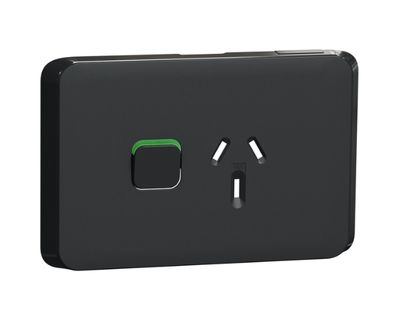 Clipsal Iconic 10A Single Power point Cover Plate Extra Black 3015C-XB