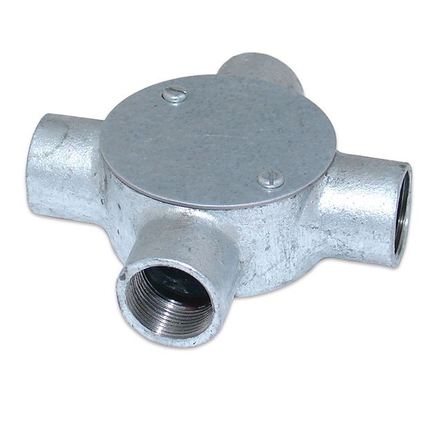 25mm Threaded 4 Way Metal Galvanised Cast Iron Conduit Junction Box M-JB25-4