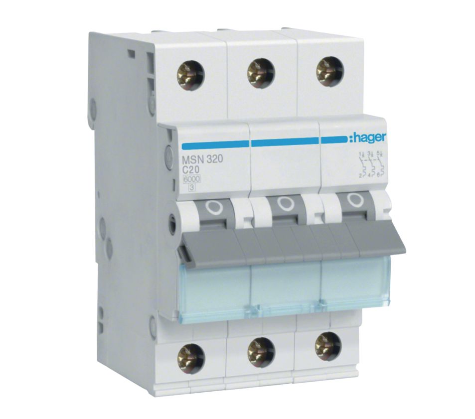 Hager 16A 3 pole Circuit Breaker MCB 6kA MSN316