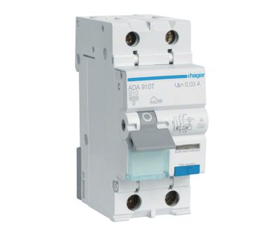 Hager 10A 2 pole RCBO type A 6kA ADA910T
