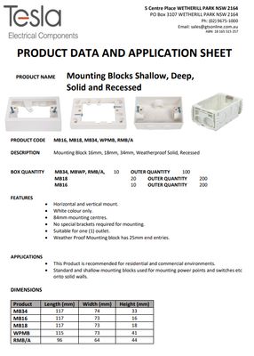 34mm Standard Mounting Block MB34 TESMB34