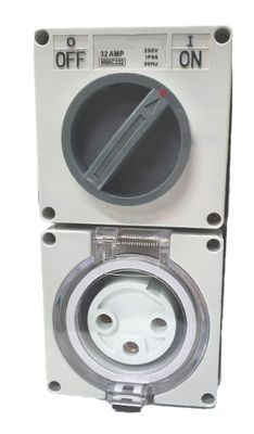 3 Round Pin 32A Industrial Combination Switched Socket Outlet IP66 C332
