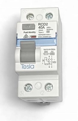 RCBO 2 Pole 40A 6KA type A TESRCD2P40A