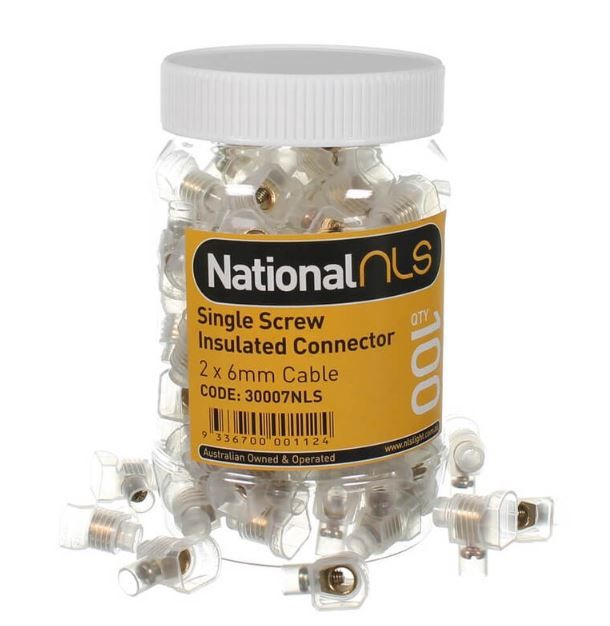Single Screw Connector 2 x 6mm size 32A Jar of 100 pieces CJ1 30007NLS