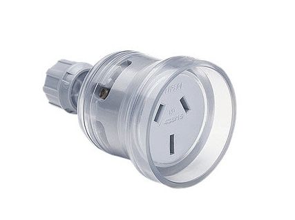 Clipsal 3 Flat Pin 15A Rewireable Socket Clear Body 438-TR