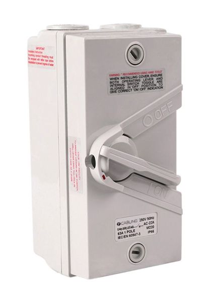 Weatherproof Isolator Isolation Switch 3 Pole 35A TWIS3P35L