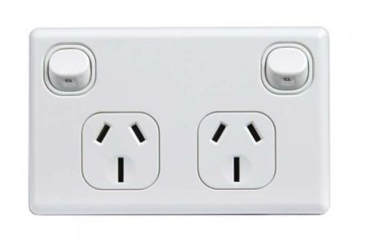 15A Double GPO Power Point White TESGPO215