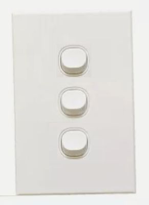 Orly 3 Gang Slimline Switch Plate White 10A 3GSW10A-WHITE