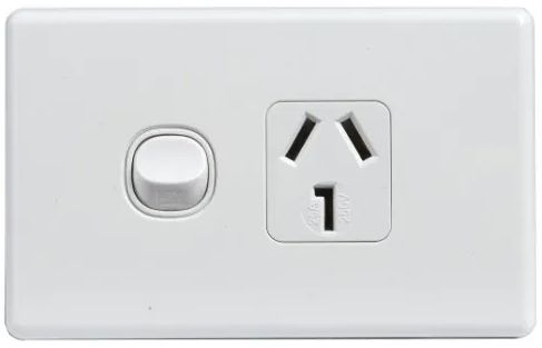 25A Single GPO Power Point White TESGPO125