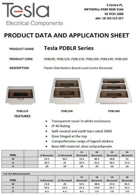 8 Pole Recessed mount distribution board switchboard load center with earth neutral links TESPDBL8R