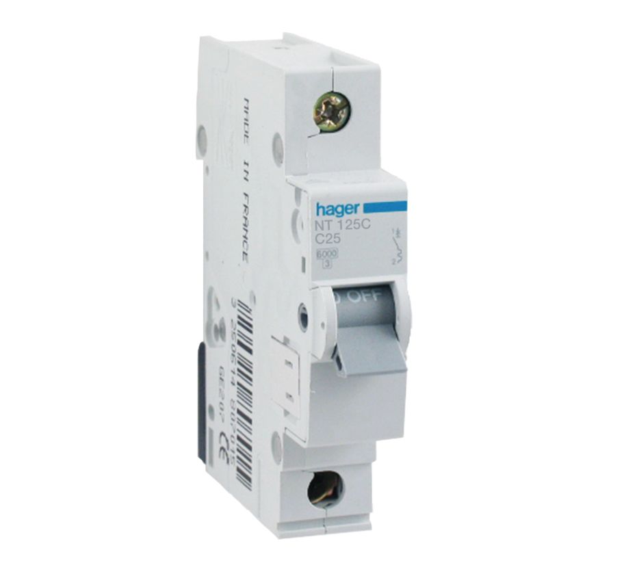 Hager 63A 1 pole MCB Circuit Breaker 6kA NT163