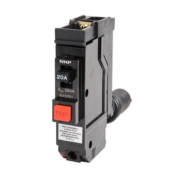 NHP Terasaki SAFE-T 20A RCBO Residual Current Device 1 pole SRCB2030