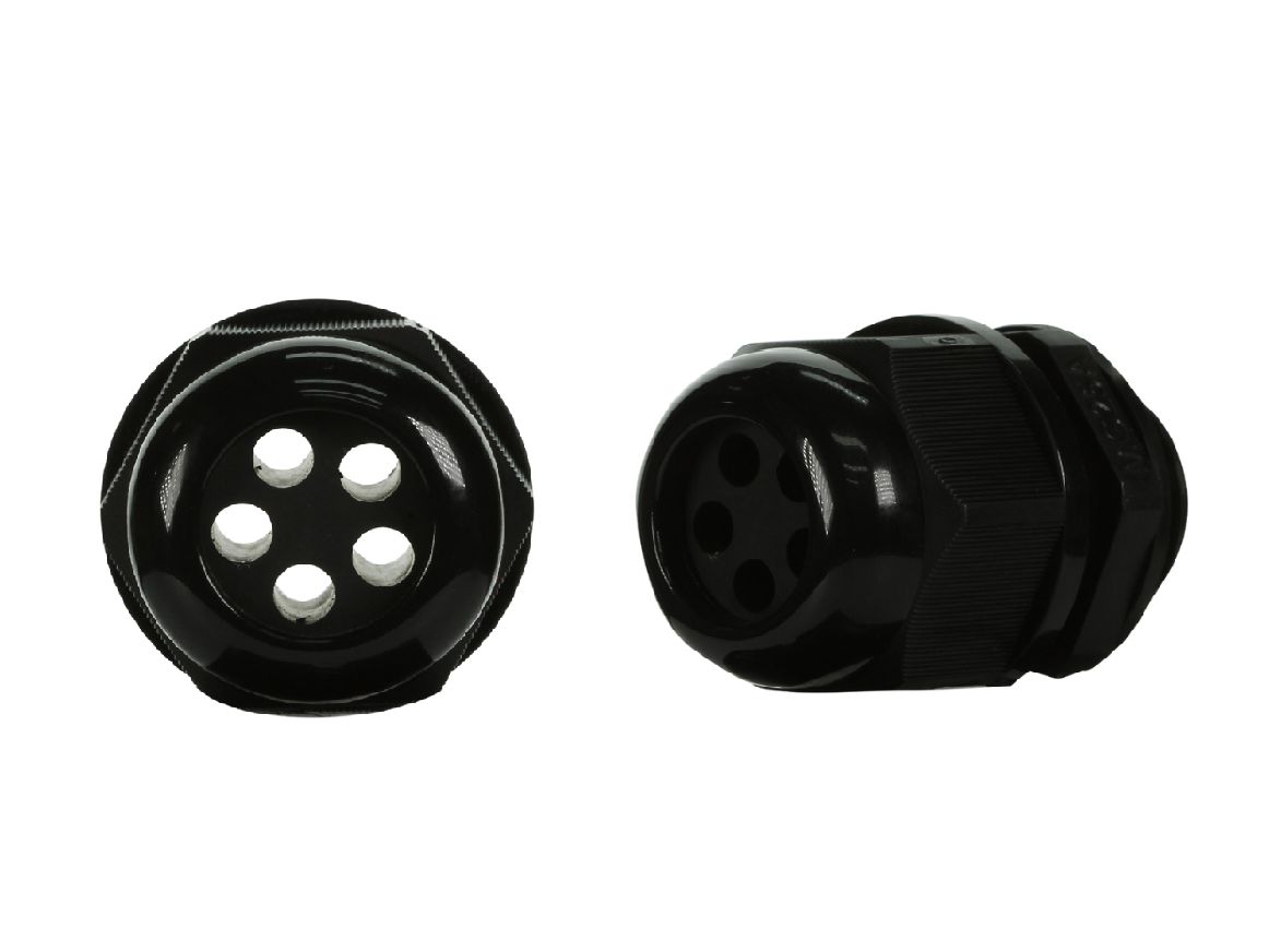 25mm Solar Nylon Gland 5 Holes IP68 suits cable size 4.6mm - 6mm SOL25-5