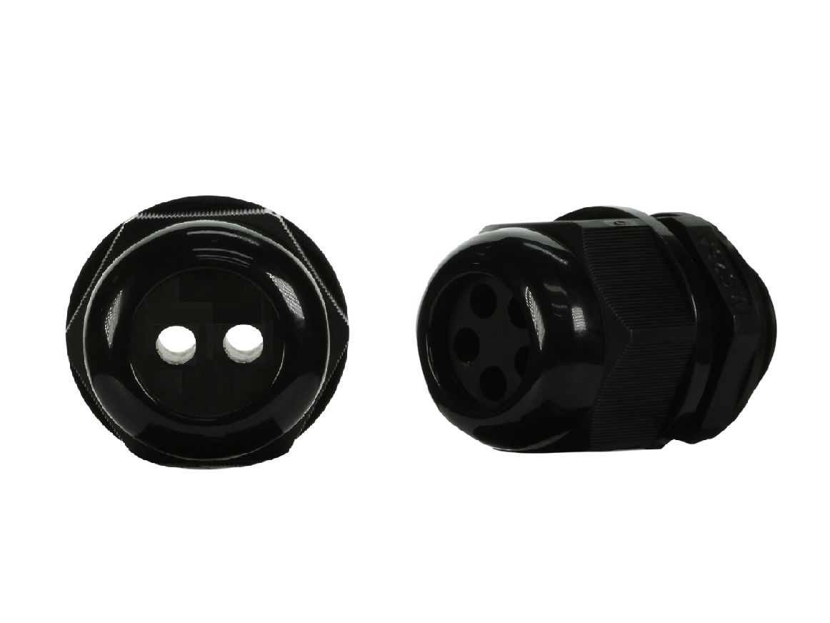 25mm Solar Nylon Gland 2 Holes IP68 suits cable size 4.3mm - 6mm SOL25S-2