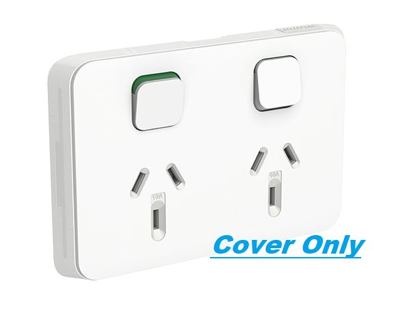 Iconic 10A Double Power point Cover Plate Vivid White 3025C-VW