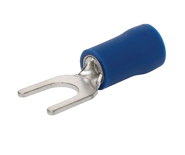 Fork terminal insulated Lug Blue 6mm screw slot pack of 50 pieces FORK-6BL