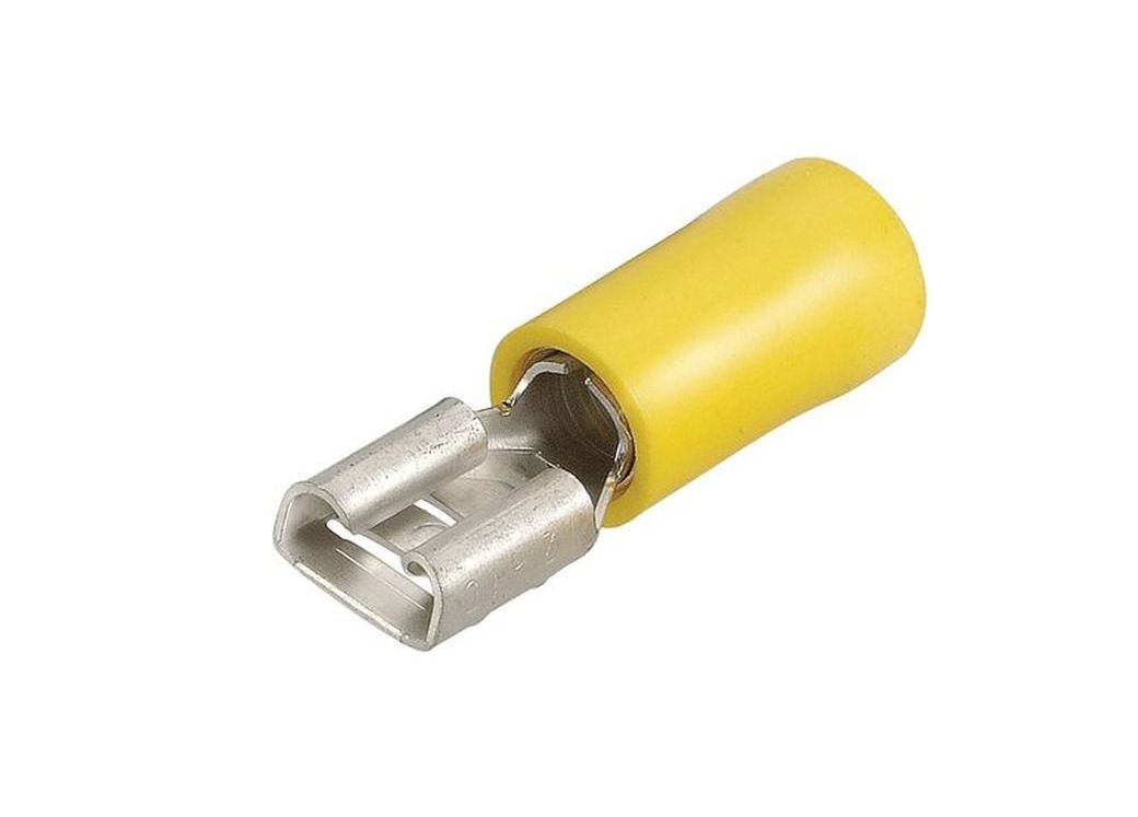 Spade Female open terminal insulated Lug yellow pack of 50 pieces SPFO-6YEL