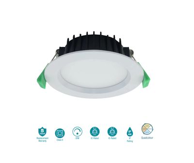 Titan 13W Downlight White Recessed Face CCT Quad-Colour Dimmable TLTD34510WD
