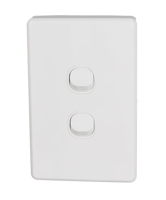 NLS 2 Gang Switch Plate 10A White 30618NLS