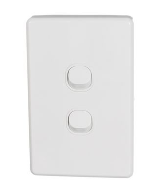 NLS 2 Gang Switch Plate 10A White 30618NLS