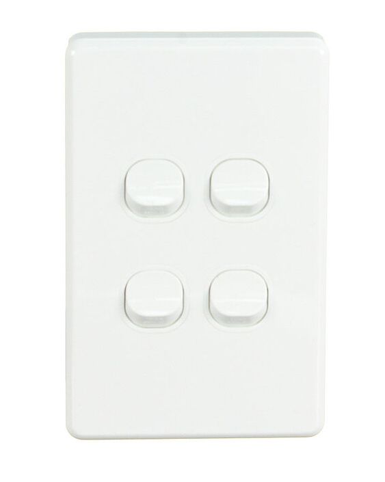 NLS 4 Gang Switch Plate 10A White 30620NLS