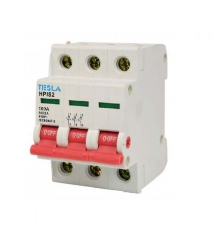 100A 3 pole Main Switch 10kA TESTMS3P100