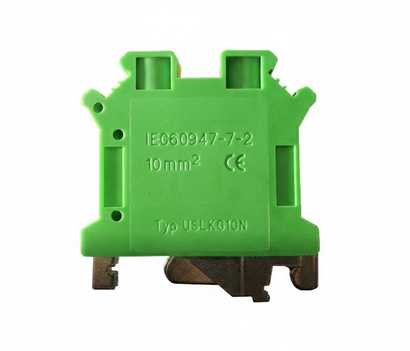 Din Rail Earth Terminal Block USLKG10 suits up to 10mm Cable 76A TESET10