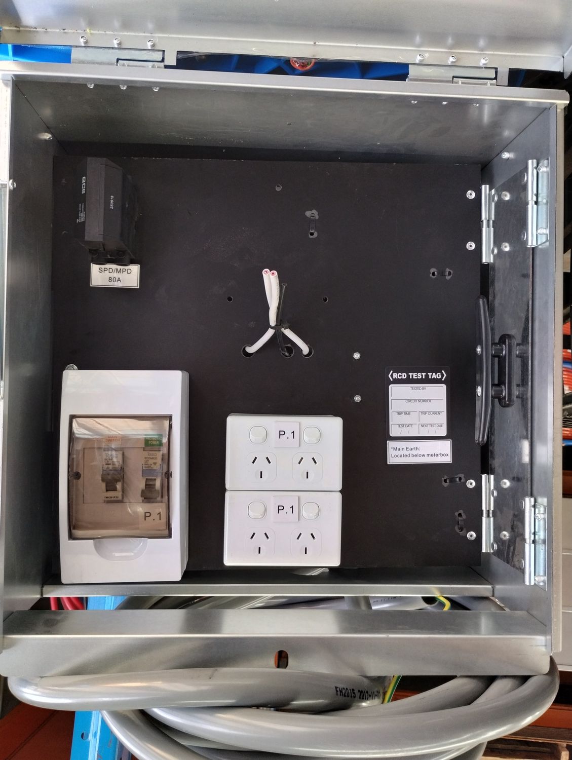 480mm x 480mm Temporary Meter Box Switchboard with Breakers, GPO's, SPD/MPD