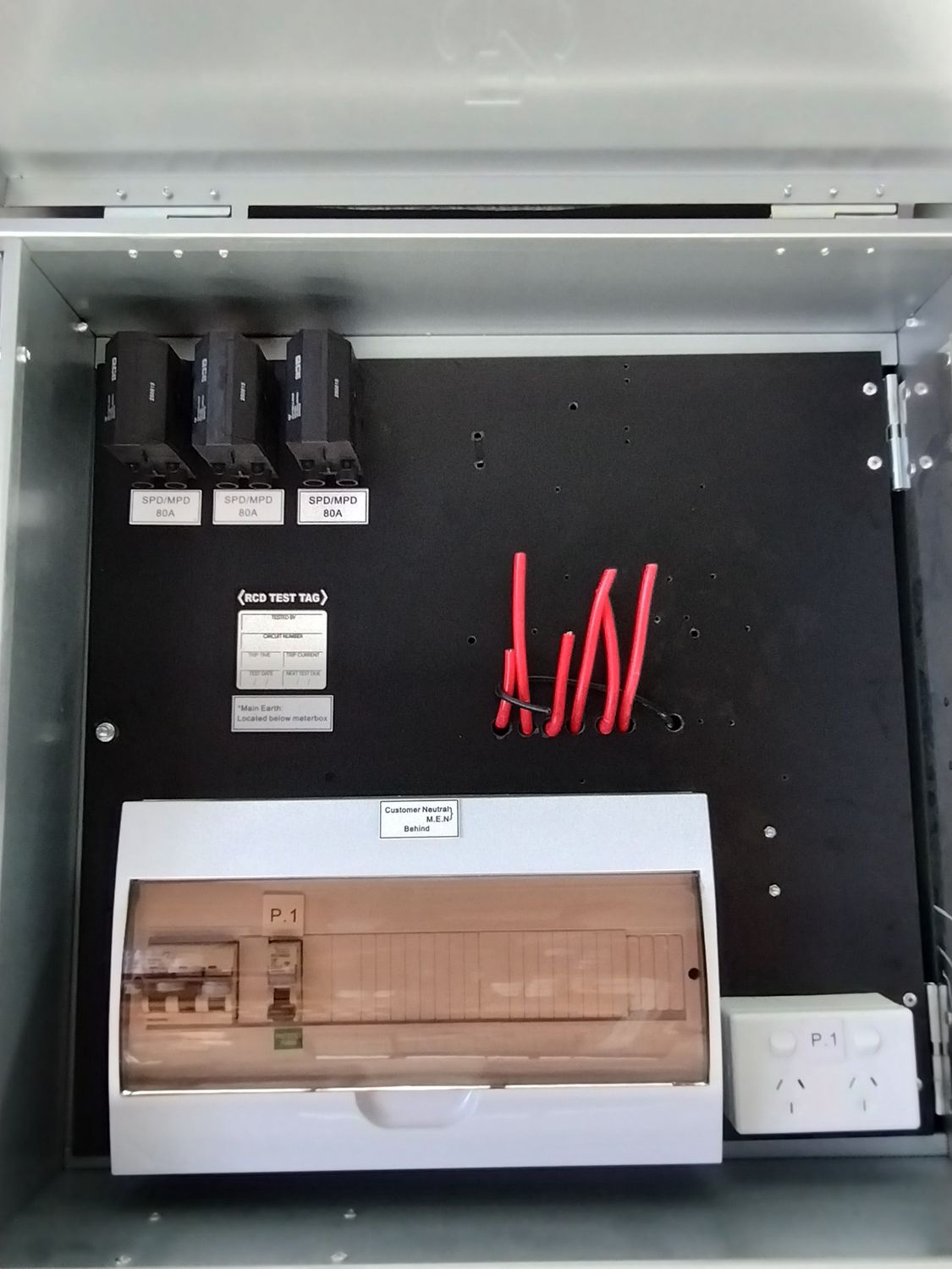 600mm x 600mm Pre-Wired Temporary Meter Box Switchboard with Breakers, GPO's, SPD/MPD