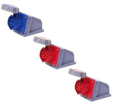 3 Pin 32A CEE Wall Mount Outlet Container International Standard IP67 CEE-O-332