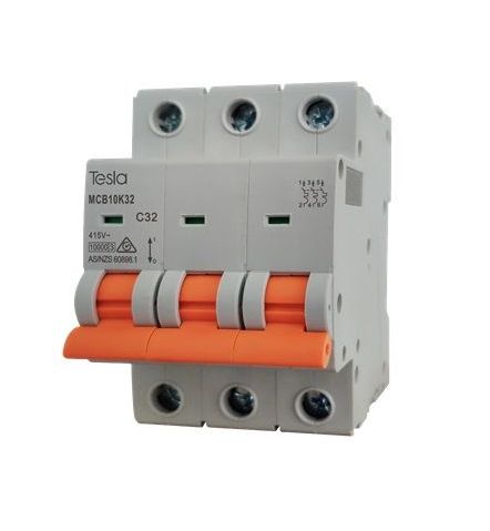 3 Pole Miniature circuit breaker MCB 25A c Curve 10KA TESMCB10K3P25
