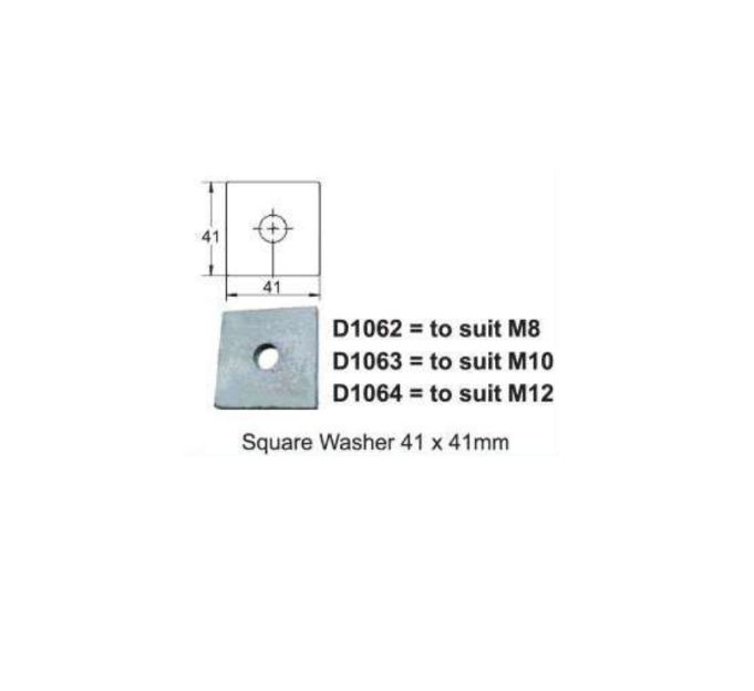 Square Plate 8mm Dia hole HDG D1062H