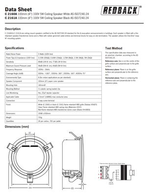 C 2160A 100mm (4”) 100V 5W Low Profile Ceiling Fire Speaker White C2160A