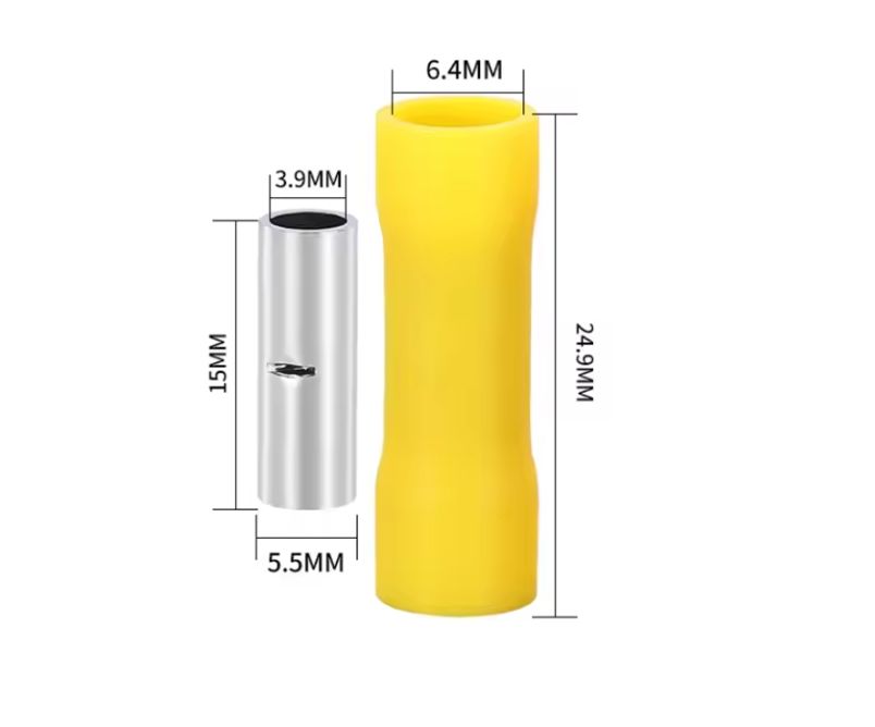 Yellow Straight Butt Crimp Insulated Connector for 4-6mm cable pack of 50 BV5.5