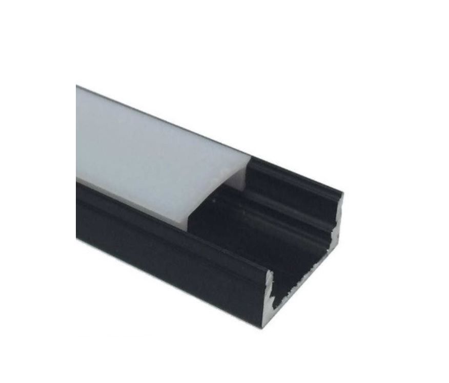 Aluminium Extrusion Profile for LED Strip 13mm x 7mm x 3m - Black
