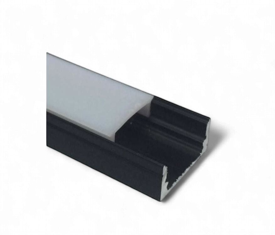 Aluminium Extrusion Profile for LED Strip 13mm x 7mm x 3m - Black