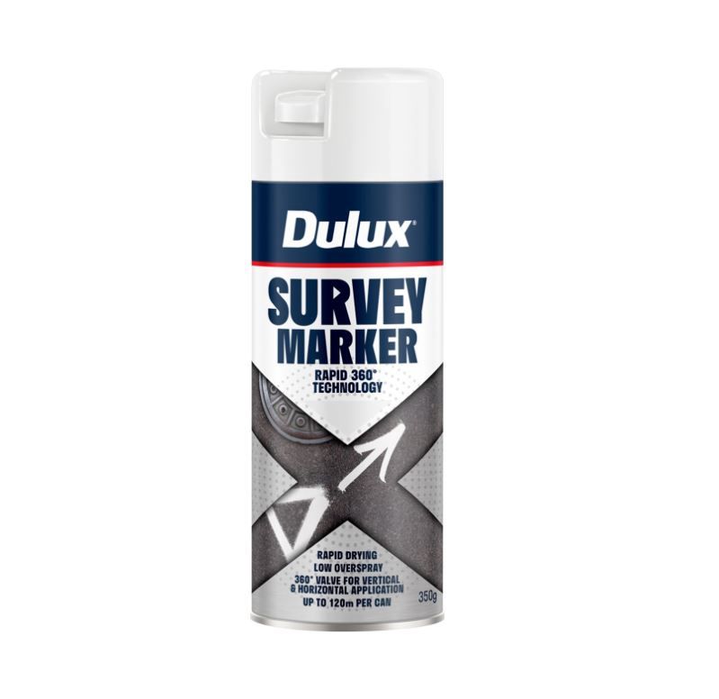 Dulux 350g Survey Marker Paint Spray White 33TD1187
