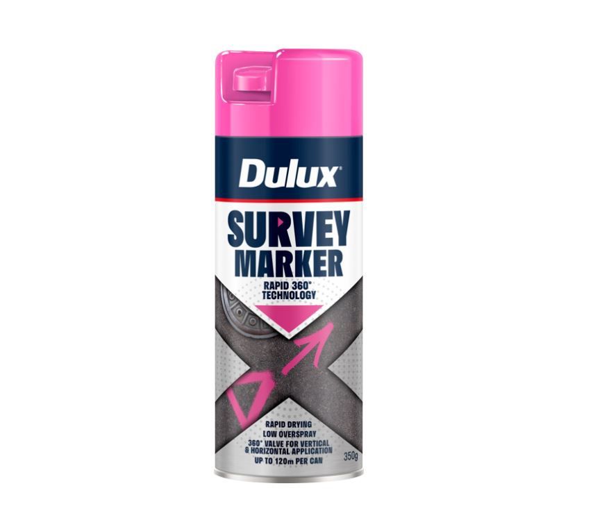 Dulux 350g Survey Marker Paint Spray Fluro Pink 33TD1180