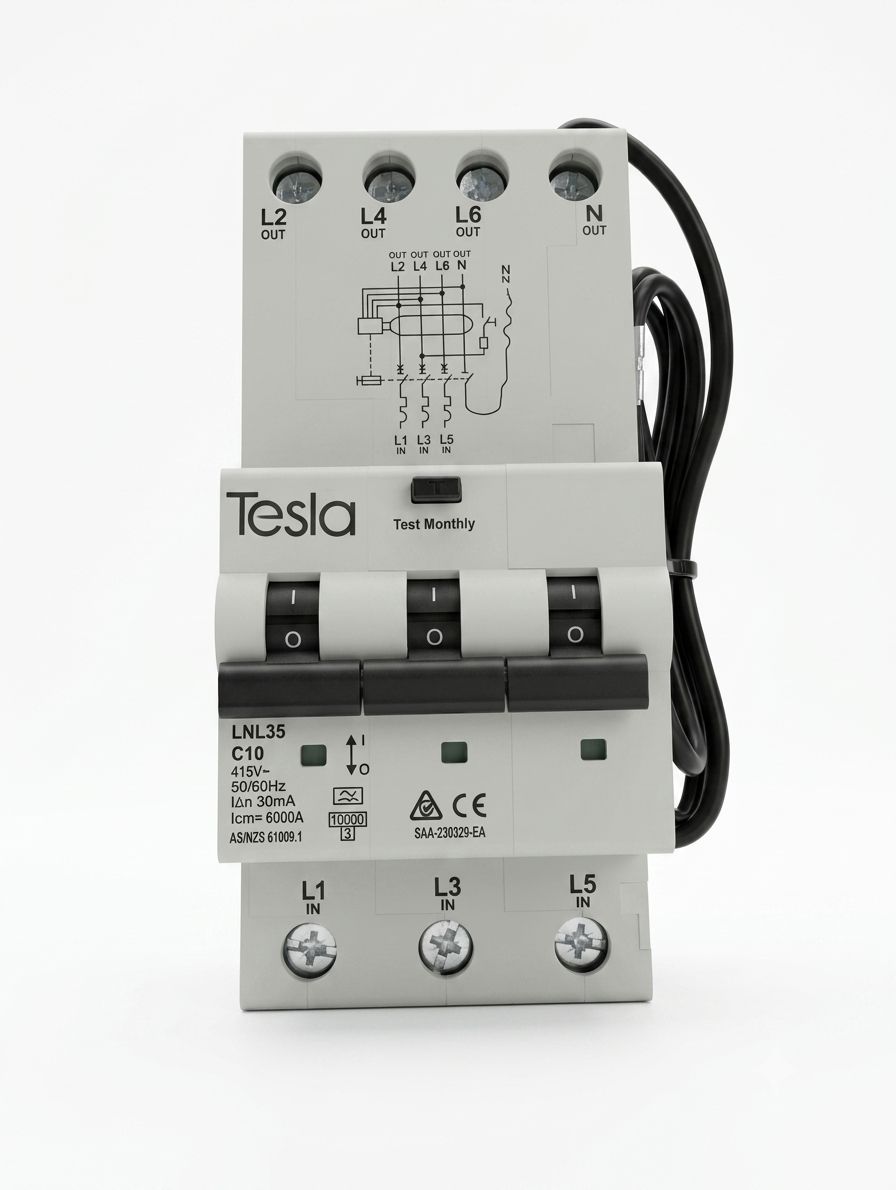 RCBO 3 Pole 32A with Neutral Tail Type A 30ma LNL35C32
