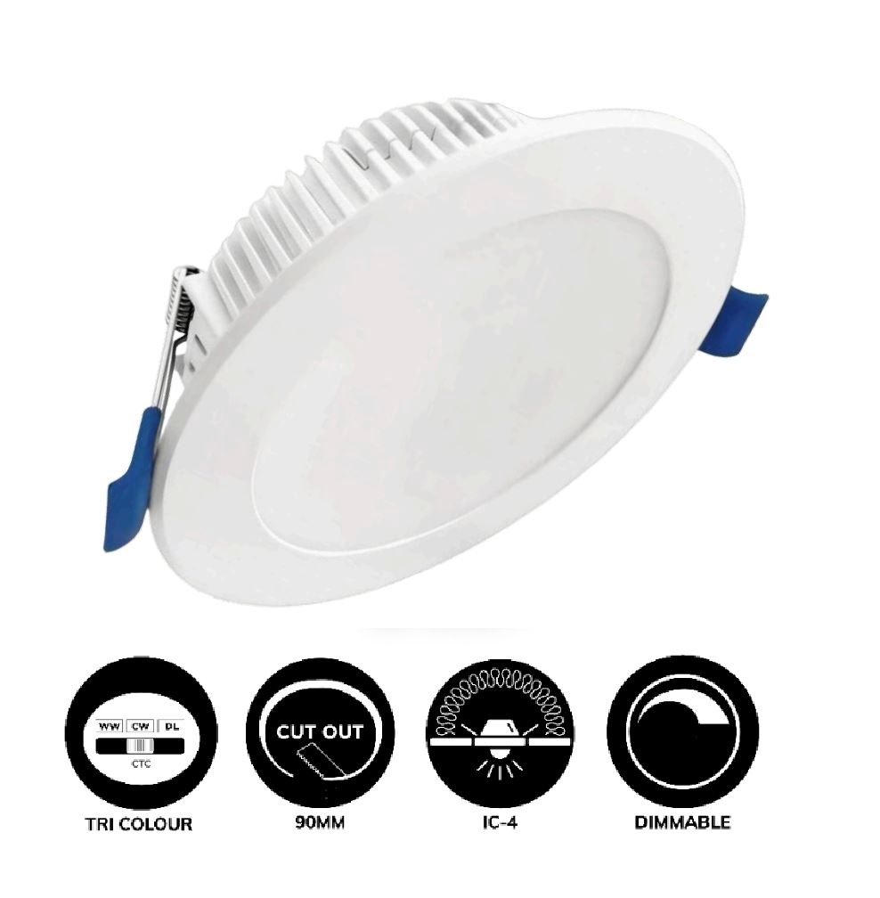 Low Profile 10W Downlight CCT Tri-colour 90mm Cut-out Dimmable 20333NLS
