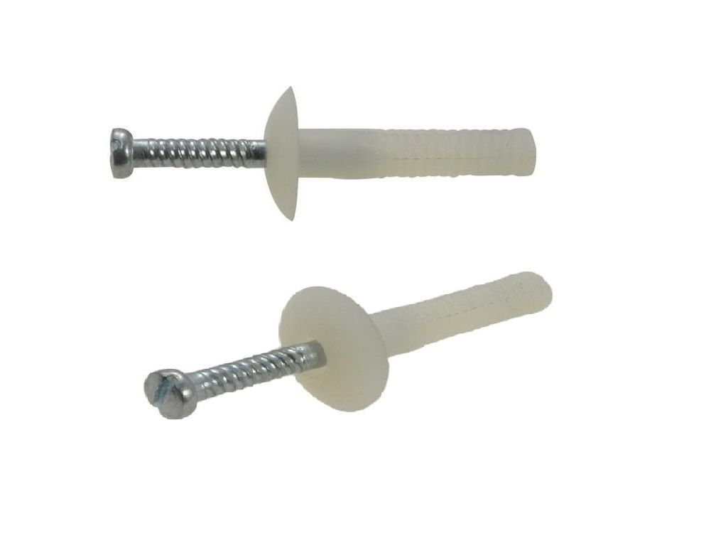 Nail In Plugs Nylon Anchor Mushroom Head 6.5mm x 40mm Pack of 100 NNAR06540