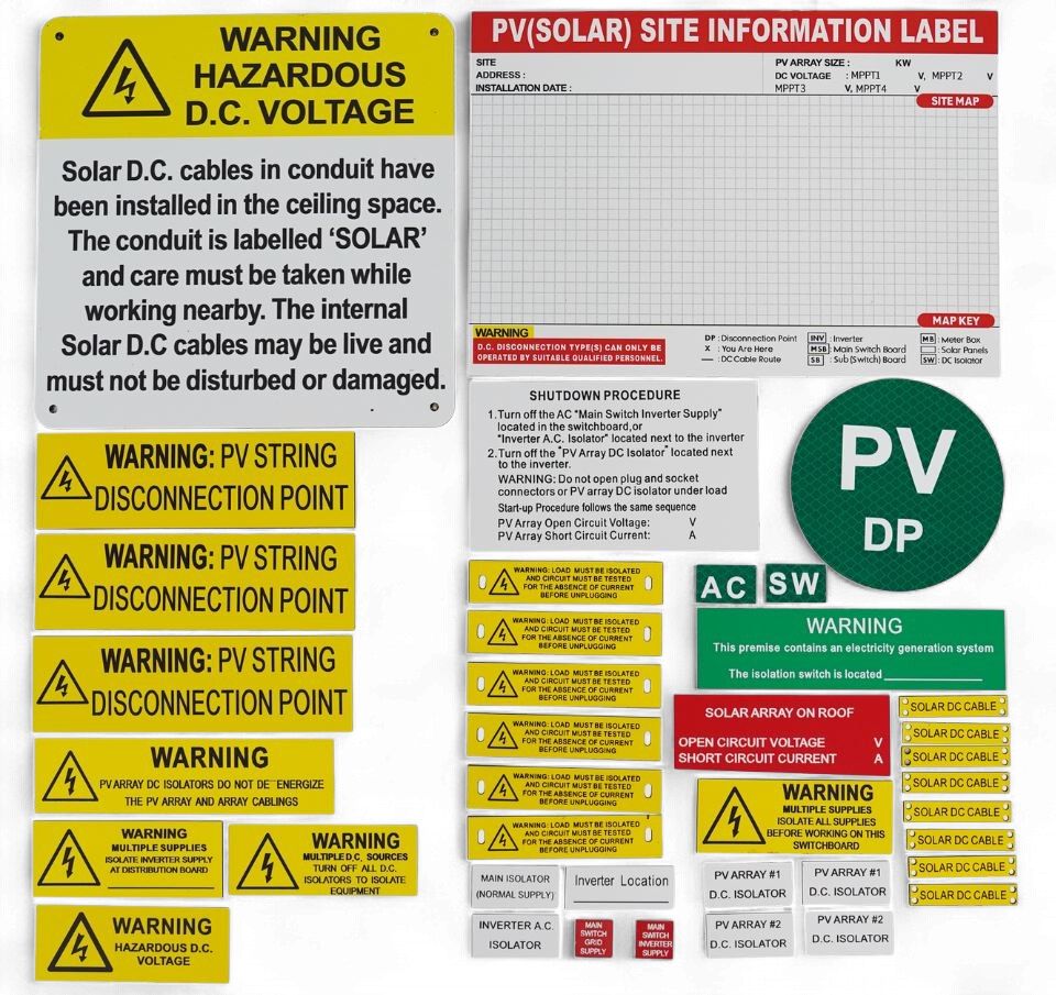39 pieces Grid Connect PV Solar Inverter Label Kit CON11692