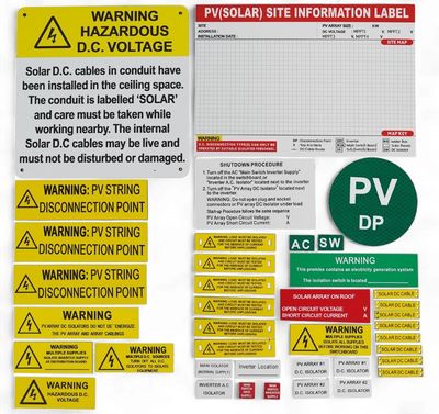 39 pieces Grid Connect PV Solar Inverter Label Kit CON11692