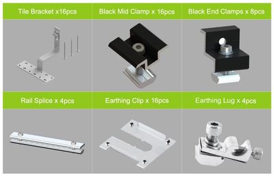 8 Panel Tile Hook Roof Solar Panel Mounting Kit only 28/30mm MOU10521