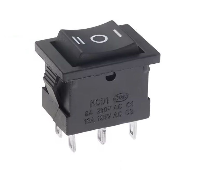 Mini Rocker Switch 3-Position ON-OFF-ON DPDT 6Pin 6A 250V KCD1