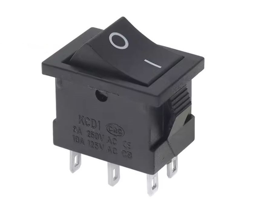Mini Rocker Switch 2 Position ON-OFF DPDT 6Pin 6A 250V KCD1-2