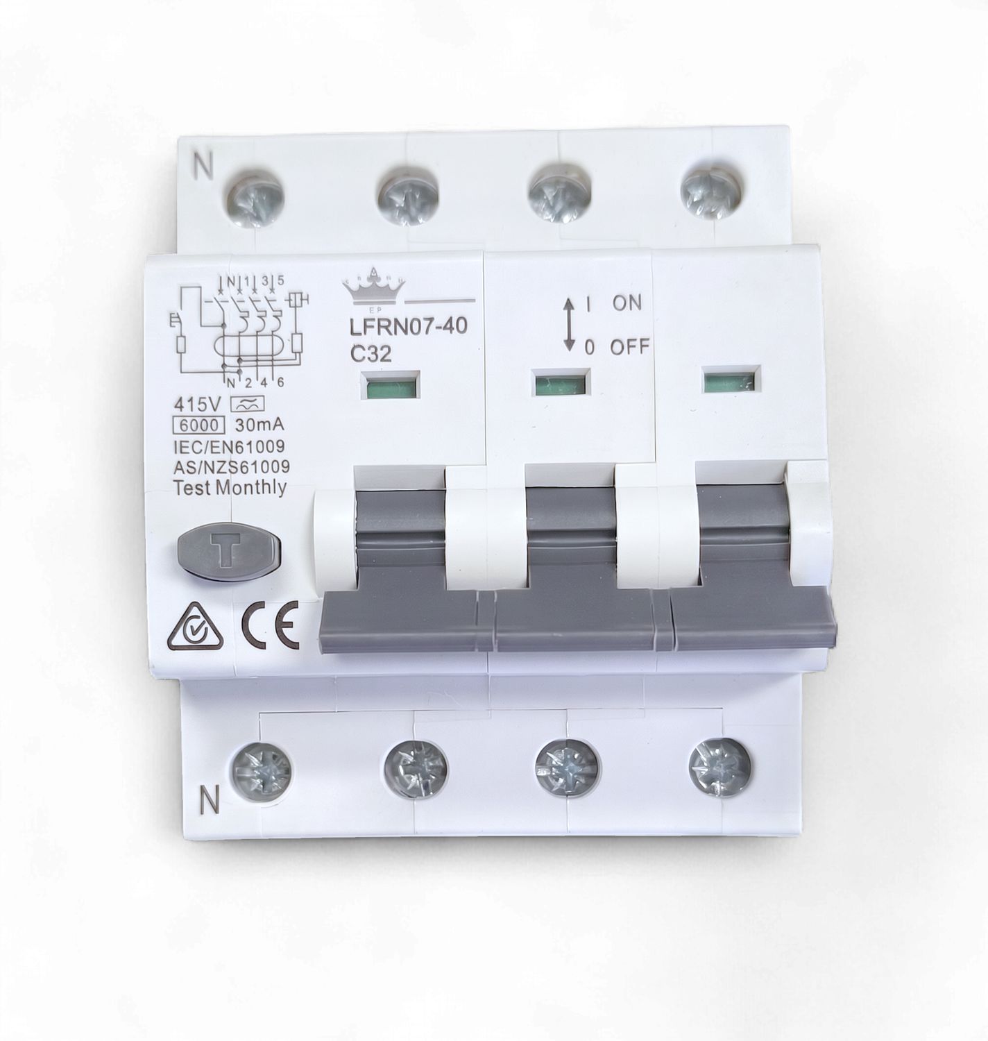 4 Pole 32A RCBO 6KA Type A 3P+N LFRN07-40-32A