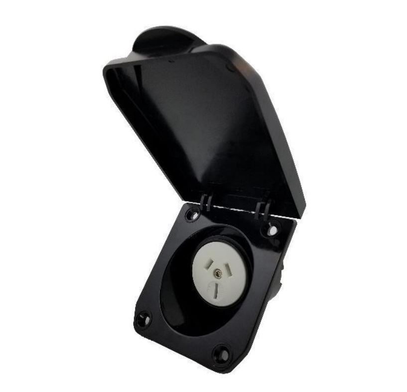 Recessed Caravan Motor Home Socket Outlet 15A 3 Pin Black TESCO15BLK